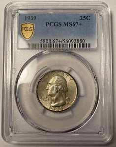 1939-P Washington Quarter PCGS MS67+ Plus - Picture 1 of 4