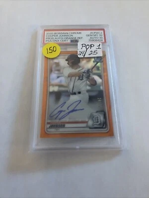 2020 BOWMAN CHROME COOPER JOHNSON AUTO ORANGE REFRACTOR PSA 10 DNA CERT - Image 1 of 4
