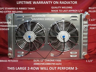 1967-1979 Chevrolet GMC C-10 Pickup LS Motor Swap Radiator Shroud & 2 12" Fans - Imagem 1 de 4