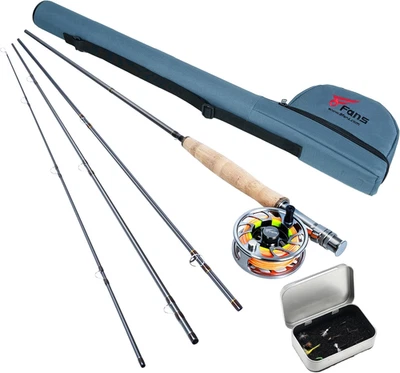 Portable Fly Fishing Rod & Reel Combo | 4-Piece Carbon Fly Rod w/ CNC Reel Kit - Image 1 of 4