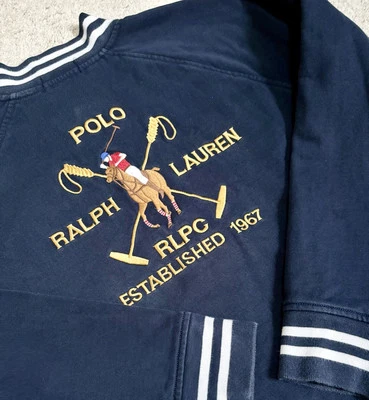Chaqueta Polo Ralph Lauren Universitaria Para Hombre Med. Logo Big Pony bordado blanco marino Foto 1 de 4