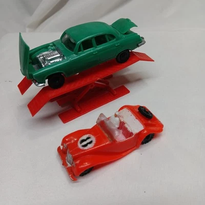 Blue-Box Plastic Copies Corgi Jaguar Mark X & Dinky MG TF W/Car Lift Hong Kong - Image 1 of 4
