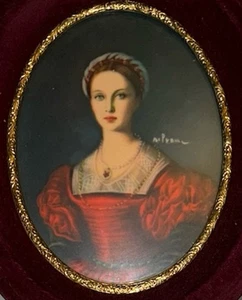 Miniature Portrait Litho "Lucrezia Panciatichi" After Agnolo Bronzino 6.5x5.25 - Picture 1 of 6