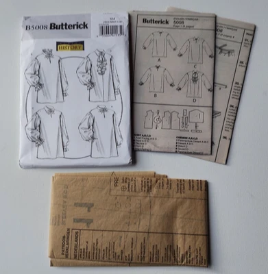 Butterick B5008 Size XM; S-L Making History Renaissance Shirt Pattern NEW Uncut - Image 1 of 4