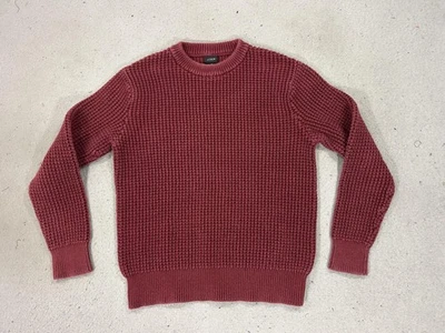 J.Crew Sweater Mens Small Burgundy Waffle Knit Crewneck Cotton Chunky Fisherman - Image 1 of 4