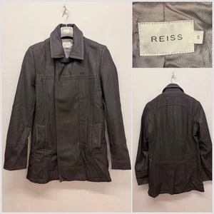 REISS Men's Black Wool Rich Smart Winter Coat Small - Picture 1 of 11