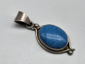 Colgante Vintage Plata de Ley 2.27" MÉXICO TAXCO Piedra Azul Ovalada ENVÍO GRATUITO - Imagen 1 de 6