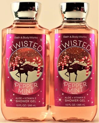 QTY 2 - Bath & Body Works TWISTED PEPPERMINT Body Wash Shower Gel Shampoo 10oz - Image 1 of 2