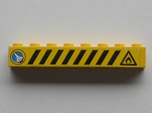 LEGO Yellow Brick 1 x 8 Shuttle Left Flame Right Sticker Ref 3008pb038 Set 6459 - Picture 1 of 1