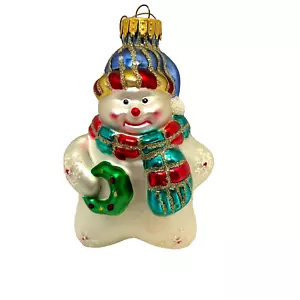 Vintage einzigartige Schätze handgefertigt Glas Weihnachten Schneemann Ornament 4" - Bild 1 von 7