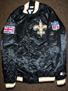 New Orleans Saints Starter BRITISH FLAG PATCH Snap Down Jacket BLACK/GOLD XL - Bild 1 von 10
