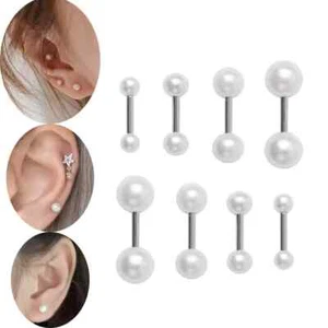 Bälle Ohrstecker Edelstahl 316L Ohrringe Schraubverschluss Perle Ball - Bild 1 von 9
