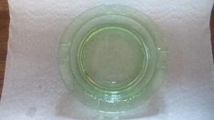 Antique Green Depression Glass ASHTRAY, FLORENTINE Poppy, 5-1/2" - Picture 1 of 2