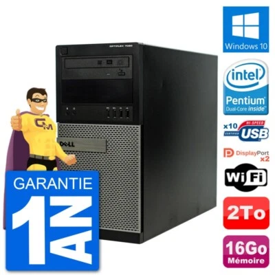 PC tour DELL 7020 Intel Pentium G3220 RAM 16Go Disco Duro 2To Windows 10 Wifi - Imagen 1 de 3