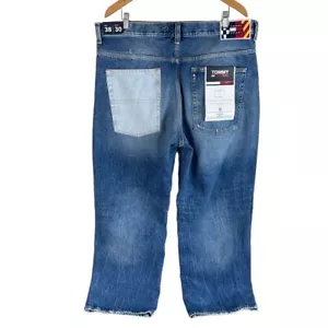 NEW Tommy Hilfiger Aiden Baggy Jeans Mens 38x30 Blue Whiskered Denim Cotton $129 - Picture 1 of 7