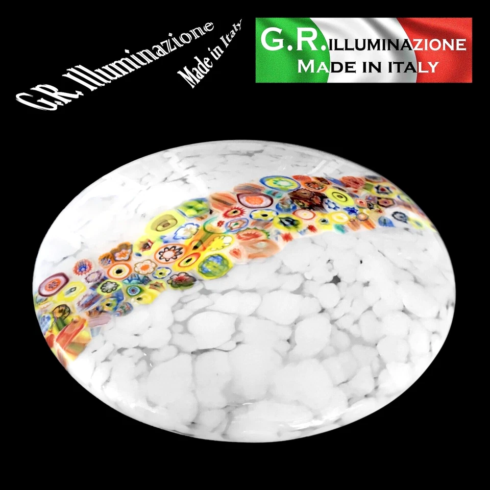 PLAFONIERA MODERNA IN VETRO BIANCO E MURRINE 2L Ø40 LAMPADA BAGNO CAMERA Melody - Immagine 1 di 4