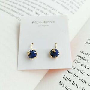 Alicia Bonnie Drop Earrings Gold Gem Star Blue Lapis authentic