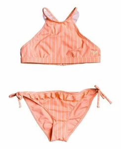 Roxy 16 Big Girl's 2 Pc Bikini Crop Top Field of Love Swimsuit Set Peach - Picture 1 of 2