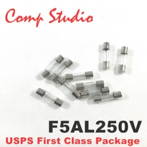 compstudio New 10X F5AL250V 5A 250V Fast Blow Fuse Glsss 5x20mm US Ship - Picture 1 of 5