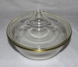 Vintage Pyrex Etched Dutch Girl Clear Lidded Bowl Old Dollar Sign Mark  1920s  - Picture 1 of 11