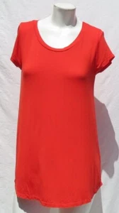 CHRIS & CAROL Women’s USA S Bright Red Rayon Jersey Cap Sleeves Tee Shirt Top - Picture 1 of 6