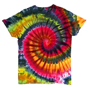 Spiral Ice Tie Dye T-Shirt, Unisex L SS Crew, Bright Multicolor Rainbow - Picture 1 of 6