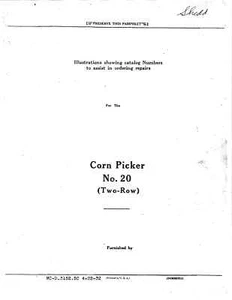 IH International McCormick-Deering No. 20 Corn Picker Parts Manual F-20 F-30 - Picture 1 of 6