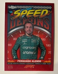 2023 Topps Chrom Formel 1 Fernando Alonso Speed Demons roter Refraktor/5 - Bild 1 von 2