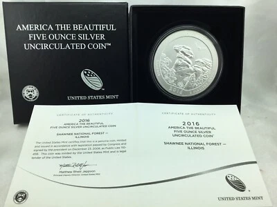 2016-P 5 oz Silver ATB Shawnee National Forest - Illinois with Box & COA - Image 1 of 4
