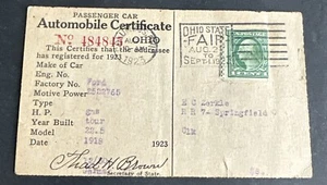 Ford Automobilschein PKW Tour Ford ~ Columbus, Ohio 1923 - Bild 1 von 2