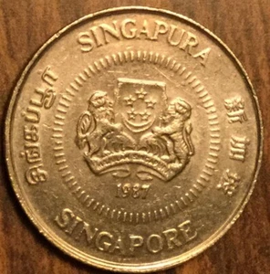 1987 SINGAPORE 10 CENTS COIN - Picture 1 of 2