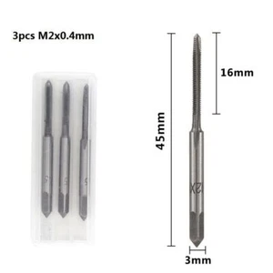 3Pcs M2 x 0.4mm HSS CNC Metric Hand Tap Set Straight Flute Thread Tap Drill - Foto 1 di 7