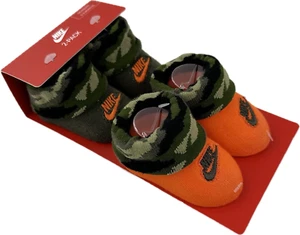 Nike Baby 2 Pk Naranja Verde Tobillo Poliéster Camuflaje Puños Botines Conjunto 0-6 MO - Imagen 1 de 1