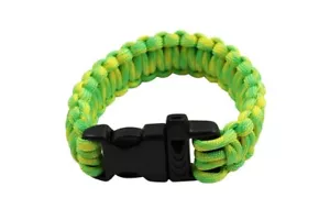 Bracciale Paracord 10" / Fischietto di Emergenza - Corda Verde Luminoso 10 Piedi - Foto 1 di 1