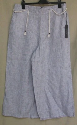 BNWT Tahari White grey pin stiped wide leg Linen trousers size XL / 18 - Image 1 of 4