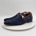Mezlan Men Size 8M Navy Brown Soft Suede Ornament Slip On Loafer Casual Shoes