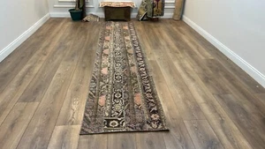Alfombra marrón, alfombra de corredor de retazos, alfombra turca vintage, alfombra de lana tejida a mano - Imagen 1 de 10