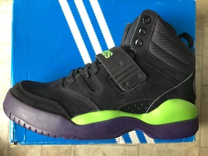 $130 NEW ADIDAS HACKMORE MID-HIGH BLK/NEON GREEN SUEDED UPPER SIZE US 7.5 - Picture 1 of 11