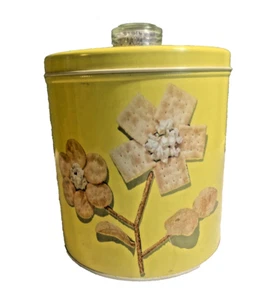 Galleta Blue Magic Krispy Kan lata amarilla grande vintage 1948 - Imagen 1 de 6