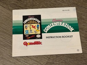 Classic Concentration Instruction Manual Booklet Only Nintendo Nes Authentic