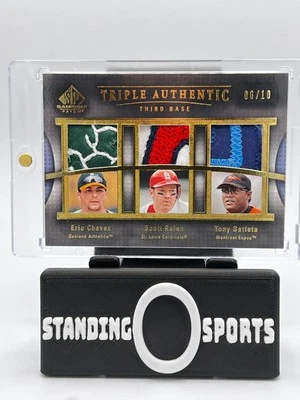 2004 UD SP Triple Authentic Eric Chavez Scott Rolen Tony Bautista Patches /10 - Image 1 of 4