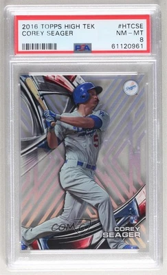 2016 Topps High Tek Pattern 4 Arrow/Peak Corey Seager #HT-CSE PSA 8 Rookie RC - Image 1 of 2