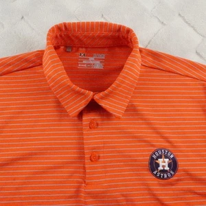 Under armour Houston Astros Polo Shirt Mens Extra Large Loose Fit Orange Striped - Picture 1 of 9