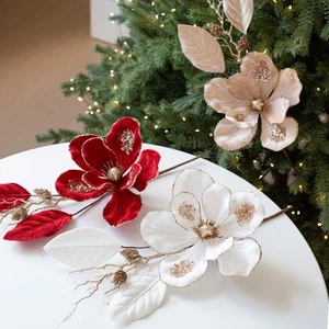 Brillo Artificial Navidad Flor Navidad Decorativas Flores Boda Fiesta - Imagen 1 de 15