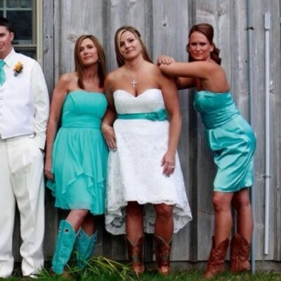 Brooke and Joni’s Couture Bridal Dress Size 10/12 Beach Wedding Country Boho - Image 1 of 4