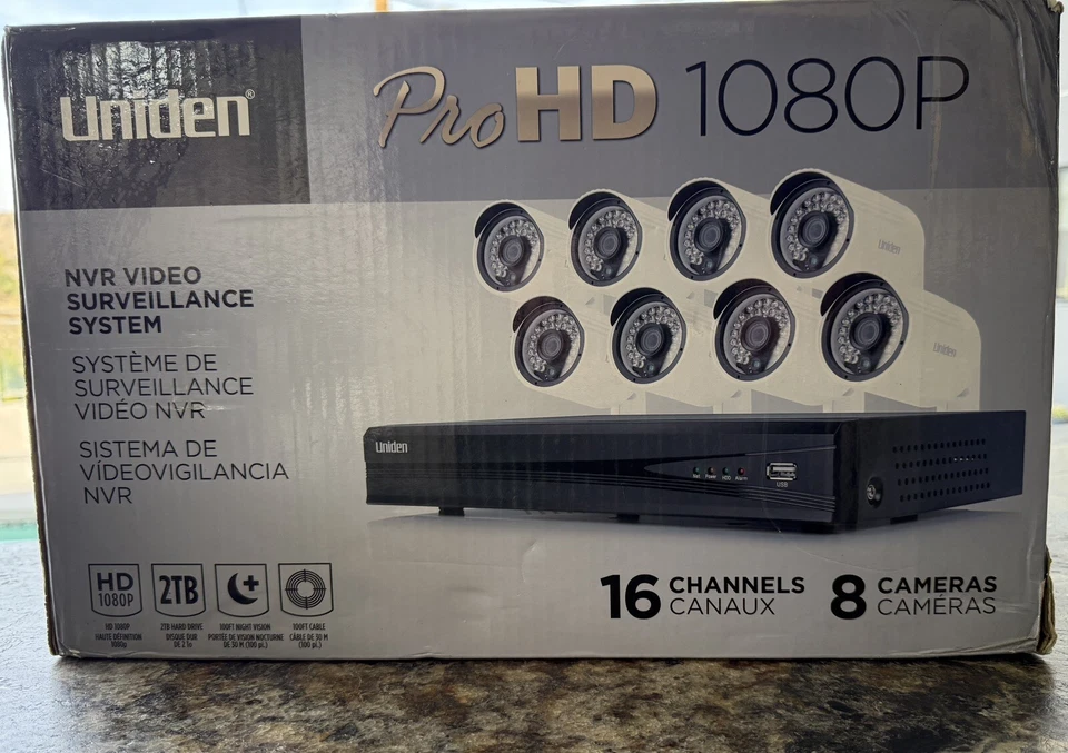 UNIDEN 16 Channel Security System, 8 cameras, a 2TB ProHD 1080p NVR Video Sur - Image 1 of 2