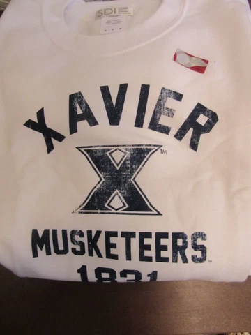 Xavier Musketeers Logo Crewneck Sweatshirt White Navy Medium Brand new Cover