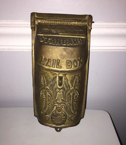 Vintage Wall Mounted Brass Standard Mailbox w/Peep Hole Letter Slot Lockable Lid - Picture 1 of 17