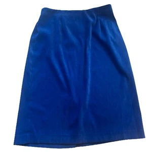 Falda vintage Leslie Fay para mujer talla 12 rodilla midi azul cintura elástica cremallera lateral - Imagen 1 de 13