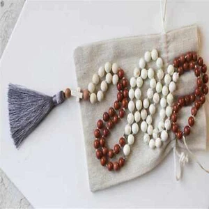 Collana Perline Mala Diaspro Rosso Naturale 8mm Howlite Chakra Stratificati Uomo Yoga - Foto 1 di 5